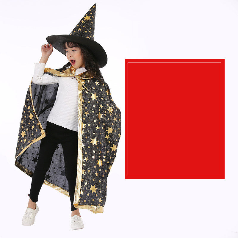 Halloween Cloak Magician Role-playing Five-star Cloak Hat Set