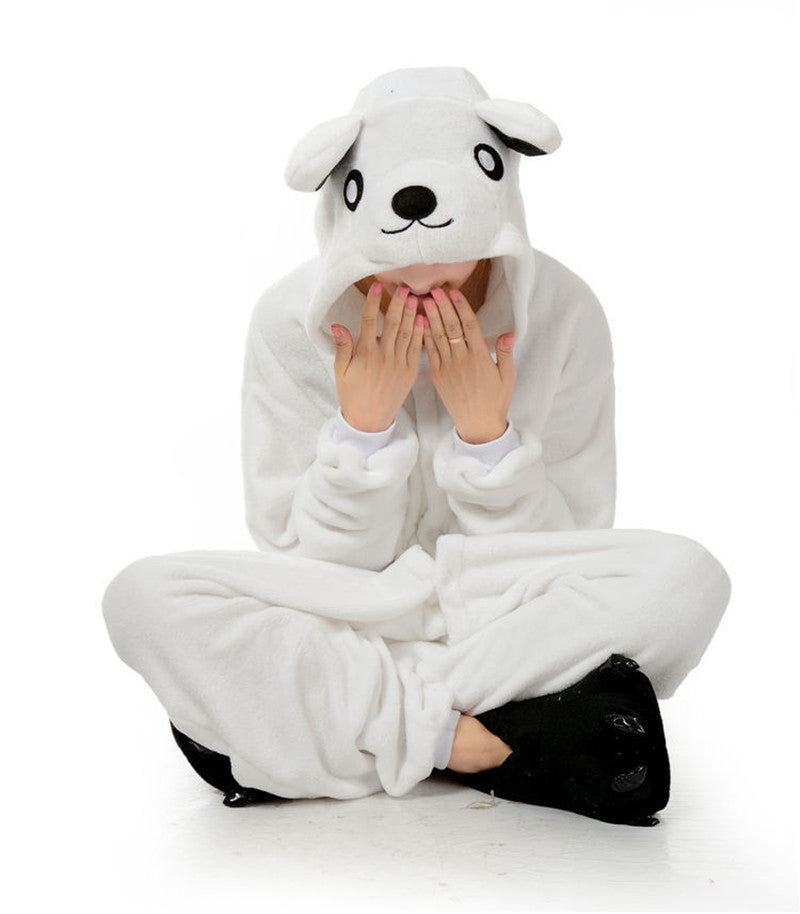 Couple Cartoon One-piece Pajamas Home Service Costumes
