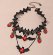 Gothic Jewelry Red Bat Halloween Necklace Lace Choker Necklace For Women Nightmare Before Christmas Black Layered Necklace