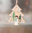 Christmas tree small pendant wooden five-pointed star bell pendant gift Christmas decoration wooden