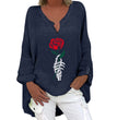 Halloween Themed Print V-neck Cotton Linen Long Sleeve Shirt For Women