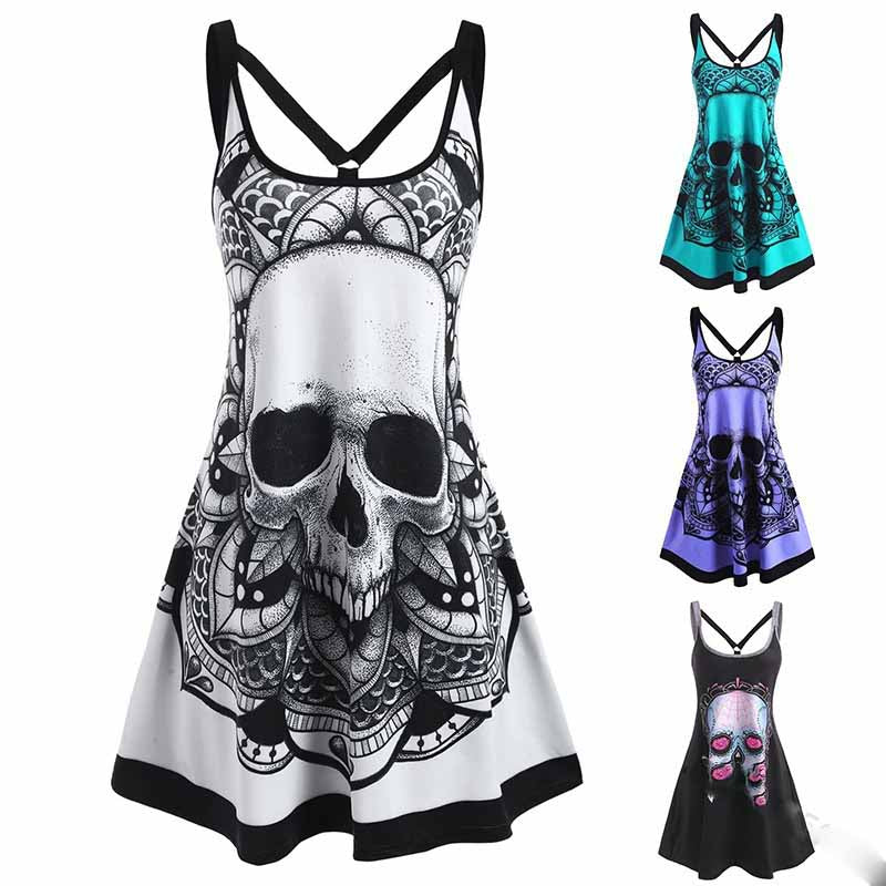Fashion Halloween Print Sleeveless Dress