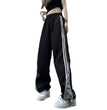 Contrast Color Side Striped Black Pants For Women