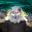 A Wolf mask on a Halloween stage