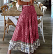 Women's Clothing Printed Skirt Casual High Waist Long Skirt