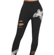 Women's Ripped Butterfly Print Imitation Denim Leggings