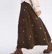 Women's Ancient Corduroy Embroidered Skirt Overknee Dress