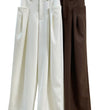 Korean Style Double Pleated Design Loose Casual Trousers Women