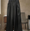 Women's High Waist PU Slim-fit Wide-leg Pants