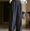 Women's Simple Commute Woolen Straight Wide-leg Pants