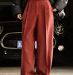 Women's Simple Commute Woolen Straight Wide-leg Pants