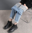 High Waist Elastic Waist Jeans