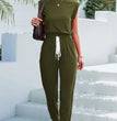 Solid Color Sleeveless Style Casual Jumpsuit