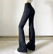 Niche Designer Black V-shaped Flanging Zipper Bootcut Trousers Slimming High Waist Slit Casual Trousers
