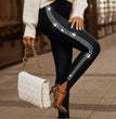 Commuter Rhinestone Small Slit Tight Trousers