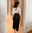 Air High Waist Flattering Sheath Elegant Show Thin Black One-line Step Skirt