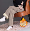 Winter Wide-leg Fleece Trousers For Women Warm Straight-leg Casual Lamb Cashmere Pants Loose Sports Sweatpants