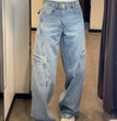 Women's Fashion Denim Straight-leg Trousers