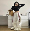 Retro Three Bars Casual Sports Pants Female Wide Leg Sweatpants