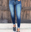 Street White Burrs Tassels Skinny Jeans