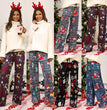 Christmas Printed Stitching Tied Casual Wide-leg Pants