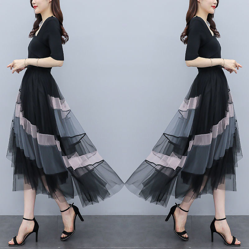 New Women's Summer Adult Lady Like Woman Western Style Youthful-looking Lightly Mature Fashion Tulle Skirt