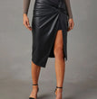 Women's Split Mid-length Hot Girl Leather Hip Skirt