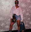 Women's Denim Stitched Camouflage Shorts