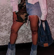 Women's Denim Stitched Camouflage Shorts