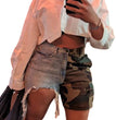 Women's Denim Stitched Camouflage Shorts