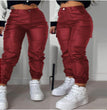 Zipper Pleated PU Casual Patch Pocket Skinny Pencil Trousers