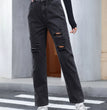 Women's Clothing Loose Hole Slimming Denim Polyester Trousers Fashion