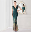 Flower Sequin Craft Party Evening Dress Long
