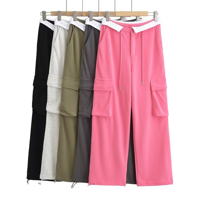 Hot Girl Loose Waist Straight Casual Pants For Women