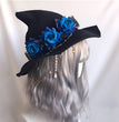 Lolita Velvet Witch Hat Halloween Wide Brim Rose Witch Hat