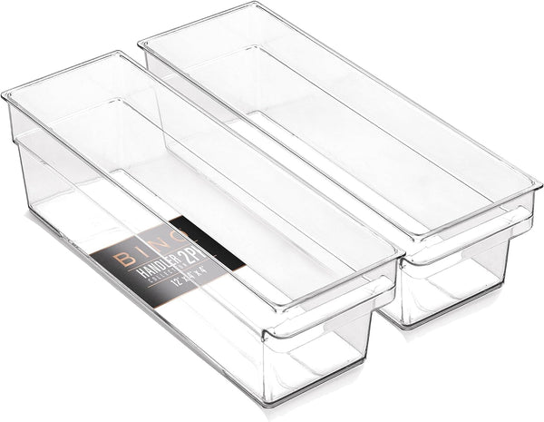 Small Shallow Clear Storage Bins, Handler Collection