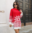 Christmas Acrylic Woolen Skirt Women's Cage Sleeve Loose Dress