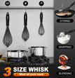 Silicone Whisk,Stainless Steel Wire Whisk Set of 3 -Heat Resistant 480°F Kitchen Whisks for Non-Stick Cookware,Balloon Egg Beater Perfect for Blending,Whisking,Beating,Frothing & Stirring,Black
