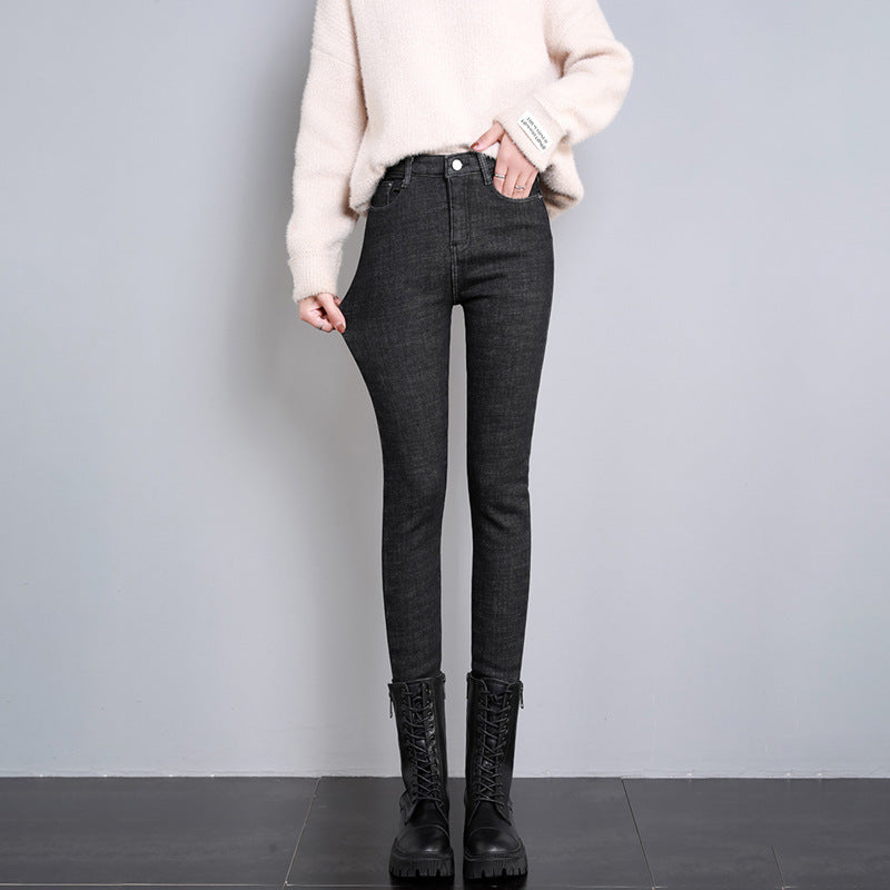 New Single-layer Fleece-lined Skinny Pants