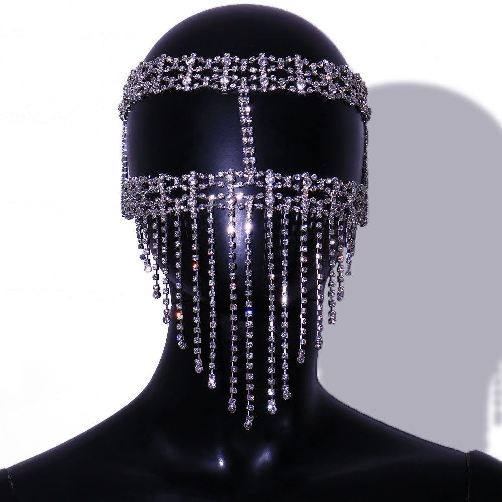 Masquerade Tassel Halloween Claw Chain Rhinestone Mask Ornament