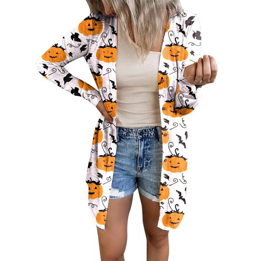 European And American Halloween Theme Printed Coat Small Cardigan Women's Clothing