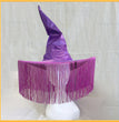 Purple Pleated Halloween Party Witch Adult Tassel Cover Face Mysterious Black Color & Pleats Curved Hat