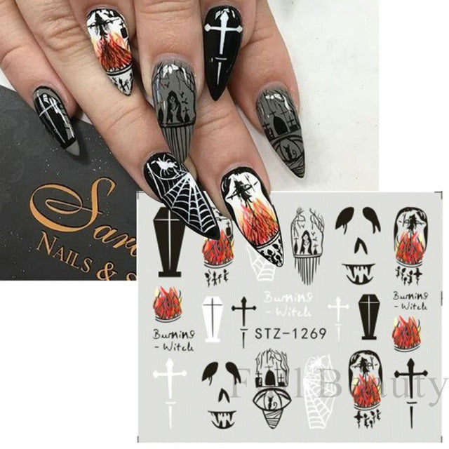 Halloween Pumpkin Nail Sticker Watermark Sticker