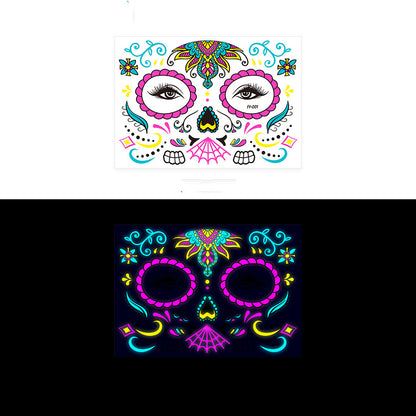 Halloween Fluorescent Funny Death Face Stickers