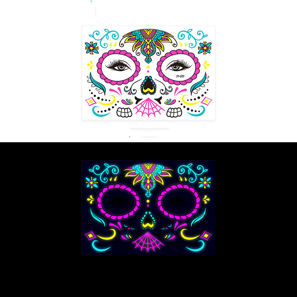 Halloween Fluorescent Funny Death Face Stickers