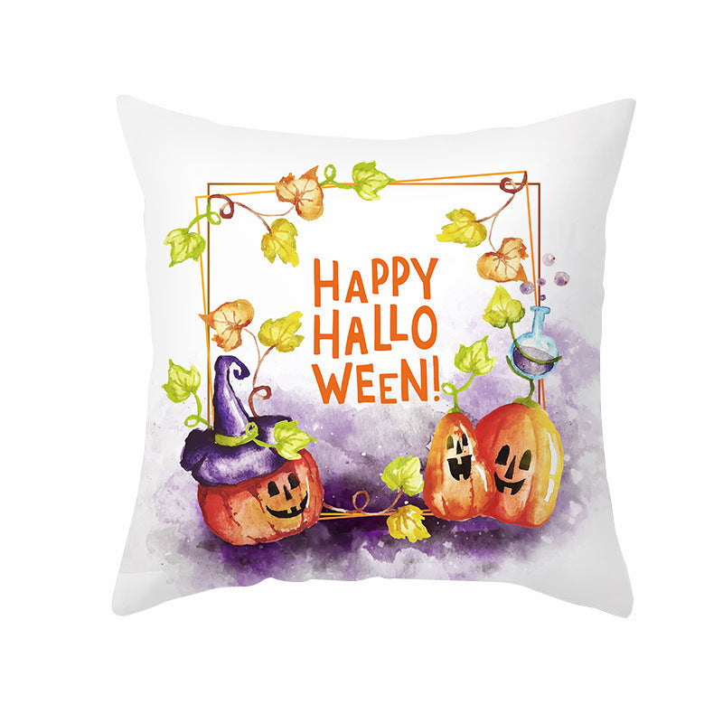 New Product Halloween Pillowcase Pumpkin Letter Fly Velvet Pillow Cushion Cover