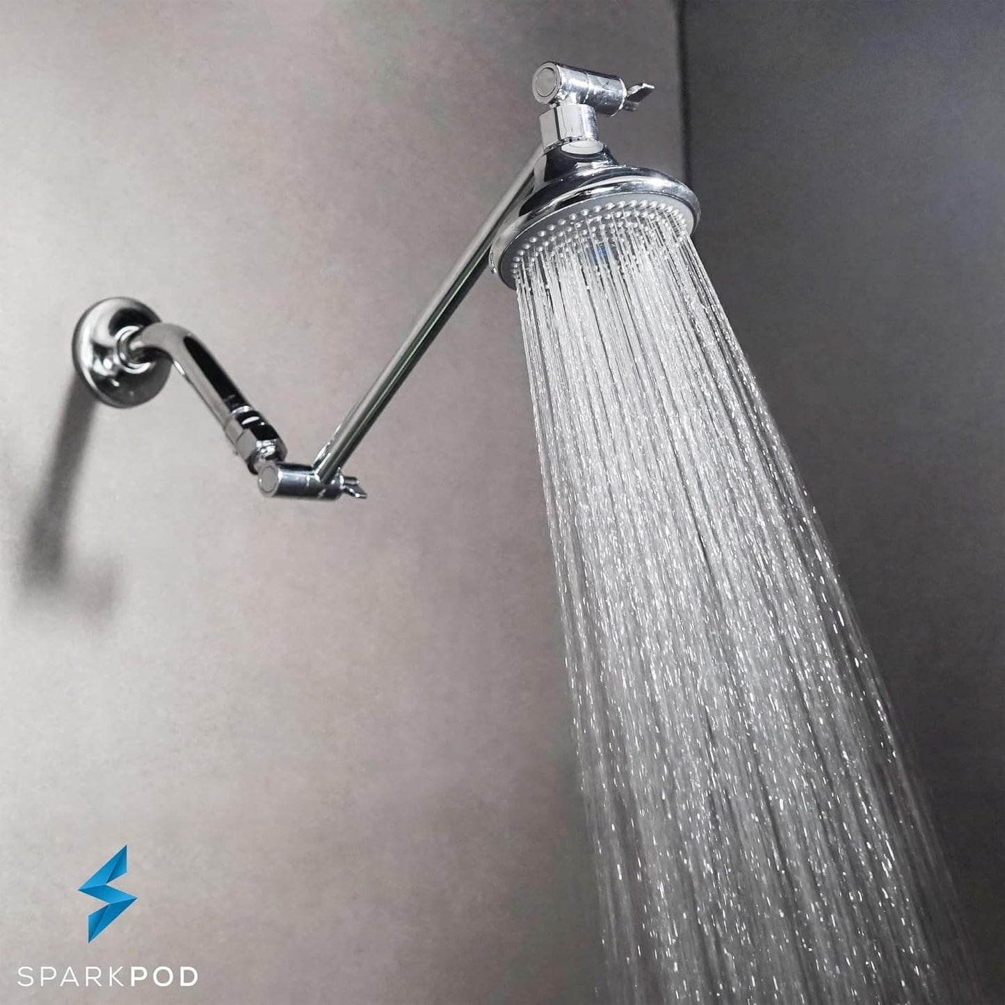 11" Solid Brass Shower Head Extension Arm - Flexible Height & Angle Adjustable Shower Arm Extension for Rain Showerheads with Sturdy Lock - Universal Pipe Connection (Luxury Polished Chrome)