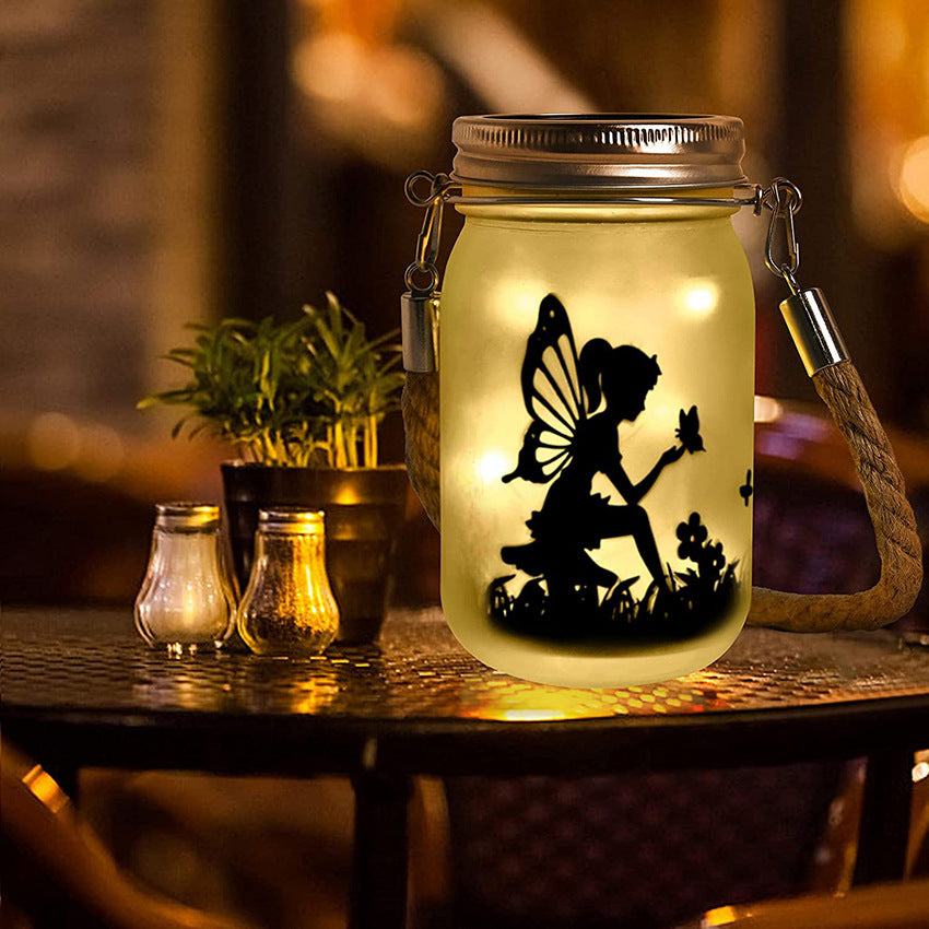 Solar Mason Jar Fairy Light Halloween Frosted Bottle