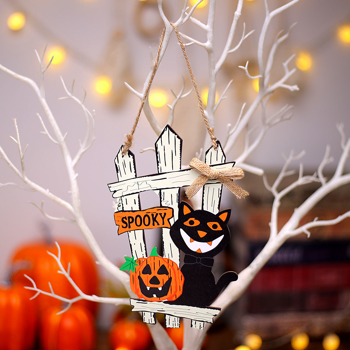 Halloween Black Cat Fence Door Decorations Hanging