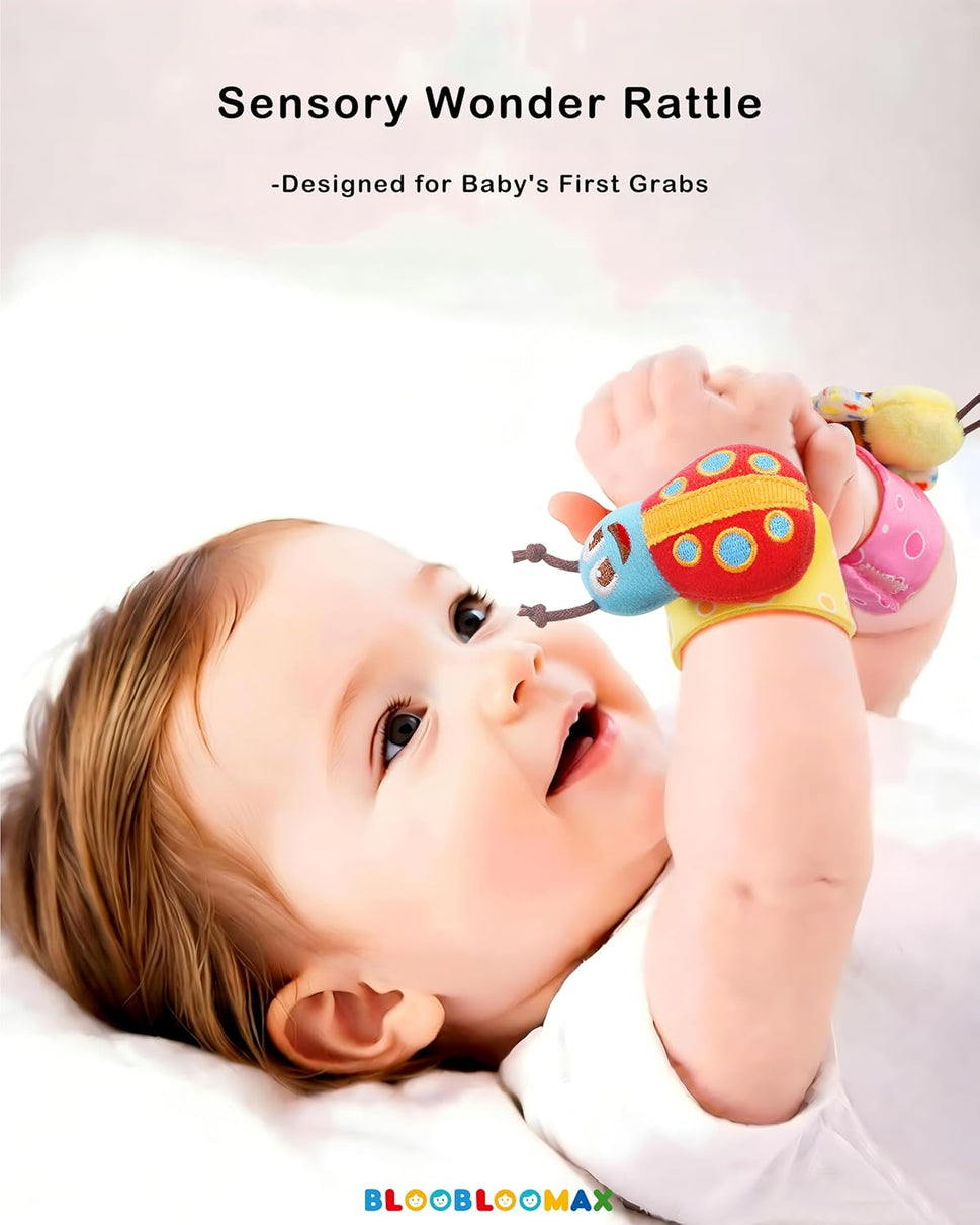 Wrist Rattles Foot Finder Rattle Toy for 3-6 Months Baby, Feet Leg Ankle Socks Arm Hand Bracelet Shaker for 6-9 Months Infant Boy & Girl, Gift Set for 0-2 Years Newborn Babies (5 Pcs-C)